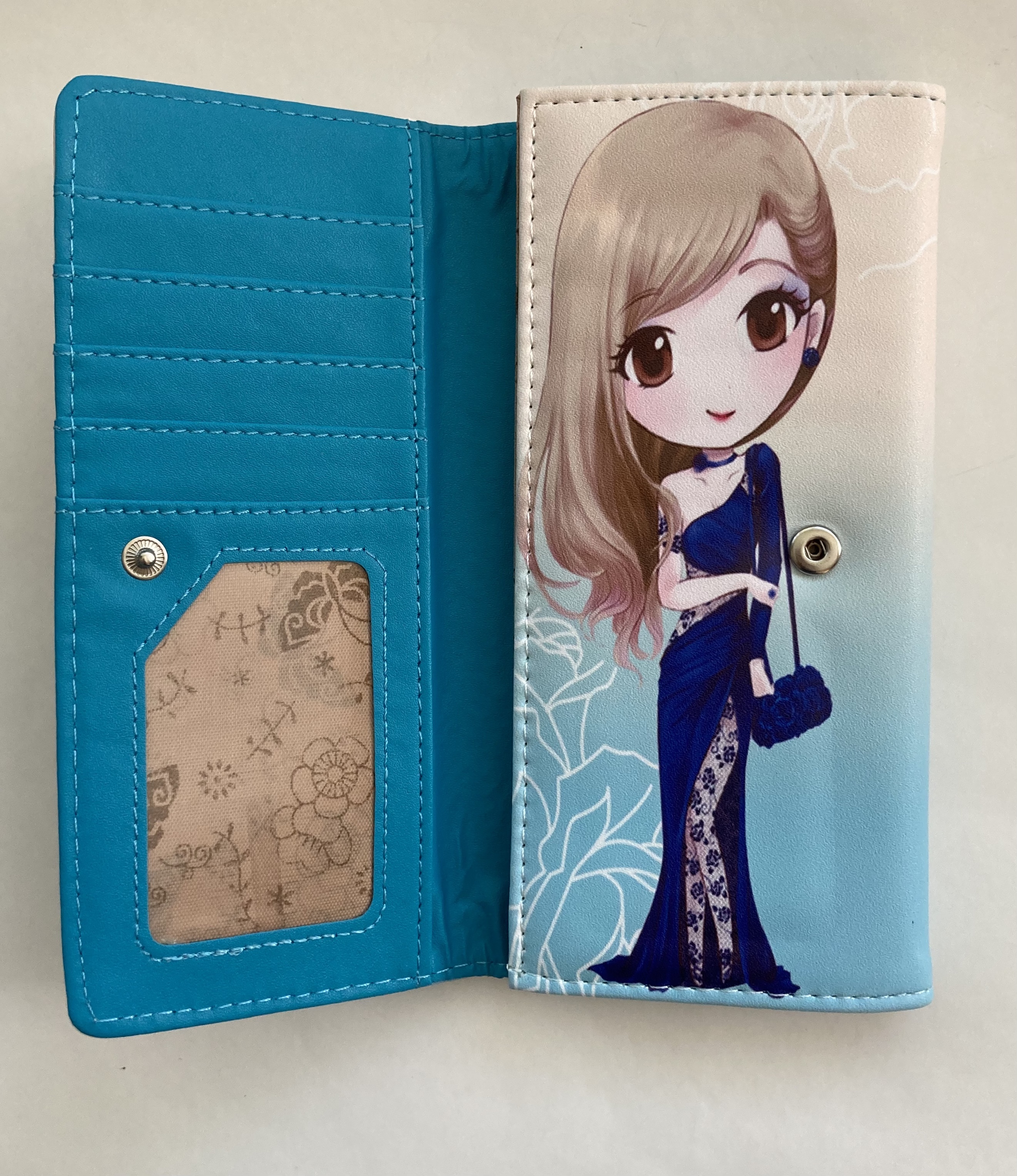 Peněženka - dívka ve modrých šatech