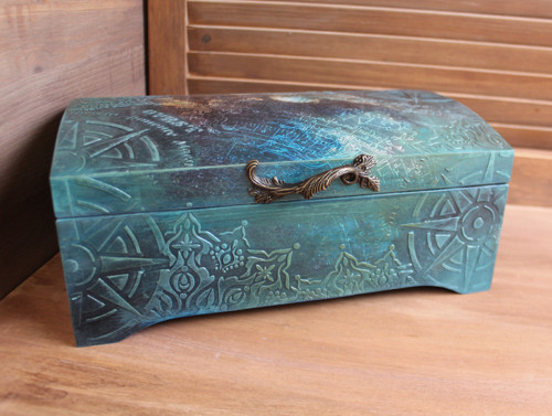 Truhla dřevěná modrá