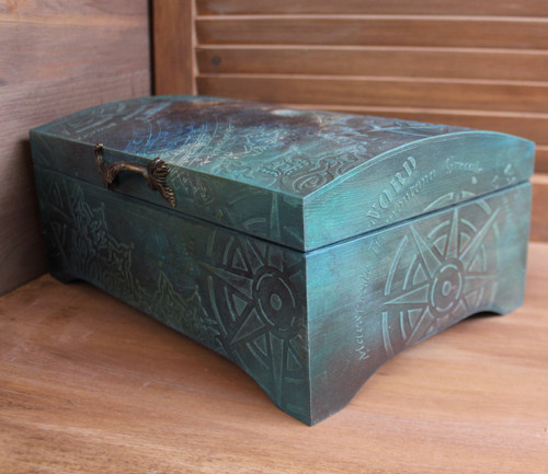 Truhla dřevěná modrá