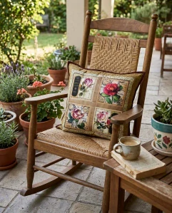 PRučně šitý patchwork povlak -Botanický herbář