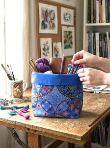 Půlnoční mandala – Oboustranný textilní košík