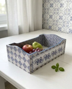 Dřevěný úložný box- Středomořská kachle