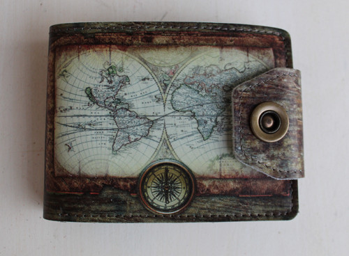 Kožená peněženka starožitná mapa