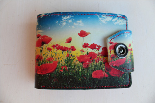 Kožená peněženka vlčí máky