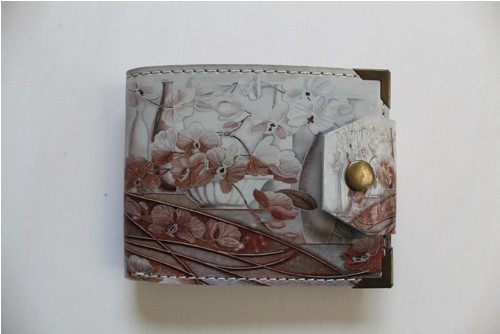 Kožená peněženka květiny