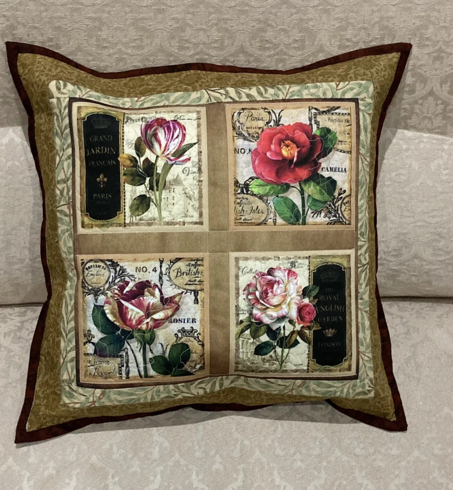 PRučně šitý patchwork povlak -Botanický herbář