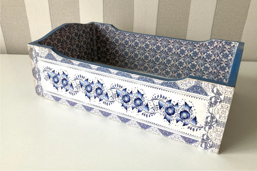 Dřevěný úložný box- Středomořská kachle