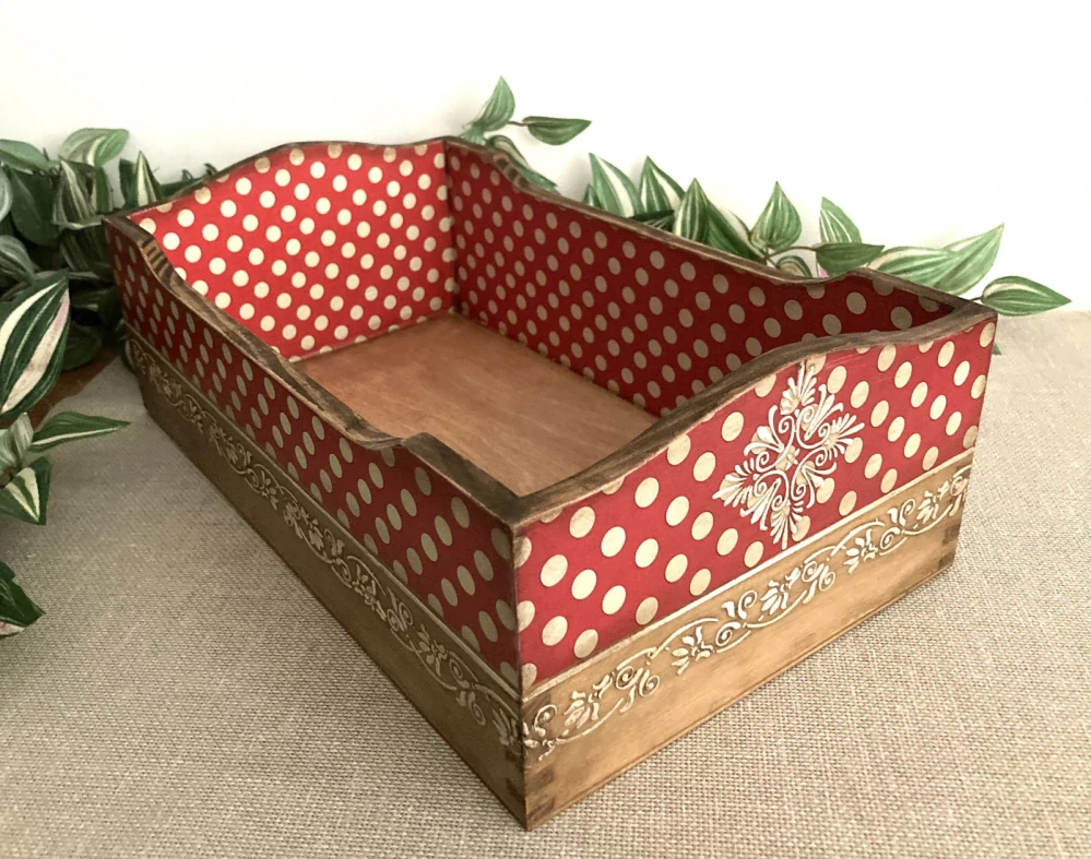 Dřevěný úložný box- Retro romance