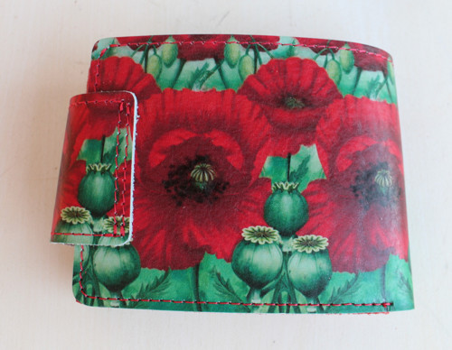 Kožená peněženka holčička s máky