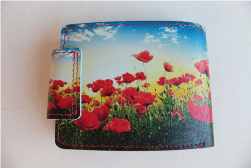 Kožená peněženka vlčí máky