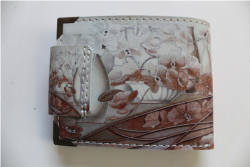 Kožená peněženka květiny