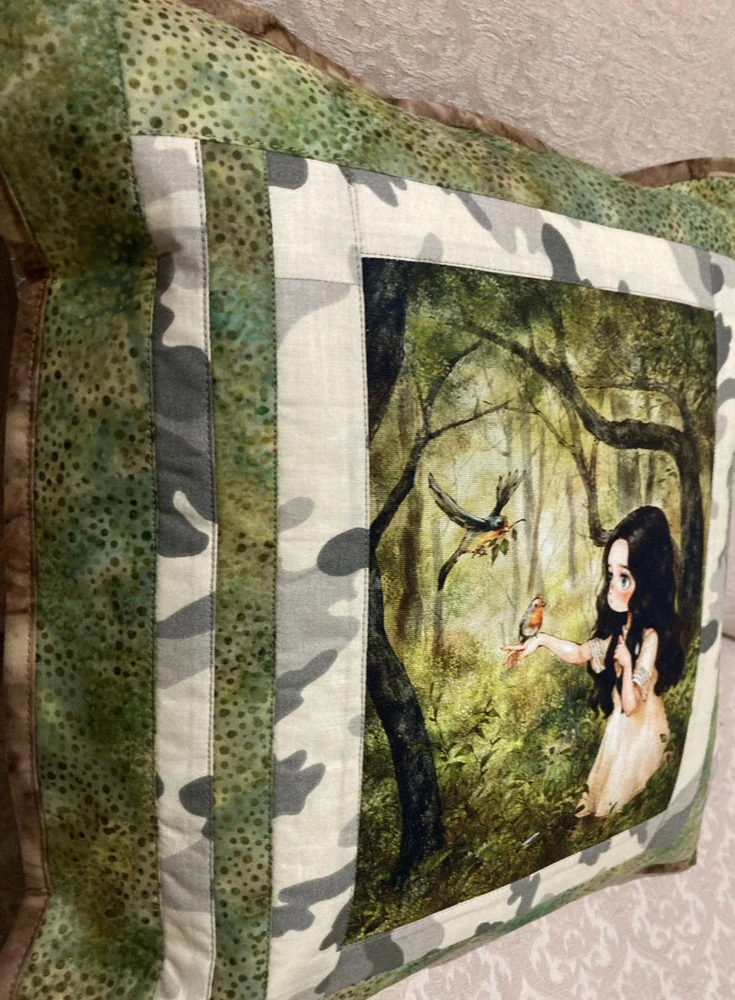 Ručně šitý patchwork povlak Tajemný les