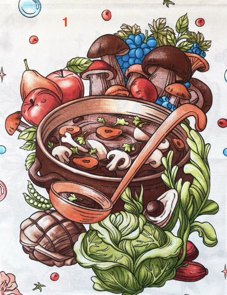 Kuchyňská utěrka „Gastronomický motiv"