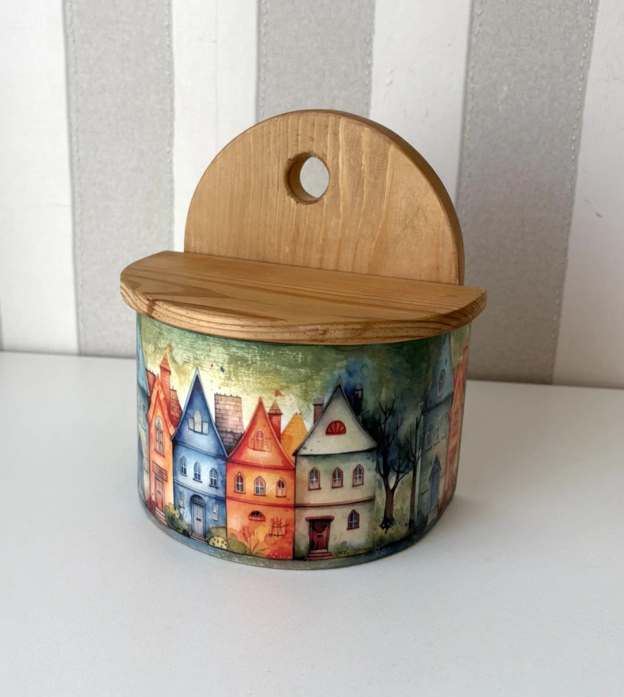 Designová dóza na sůl - Pohádkové městečko