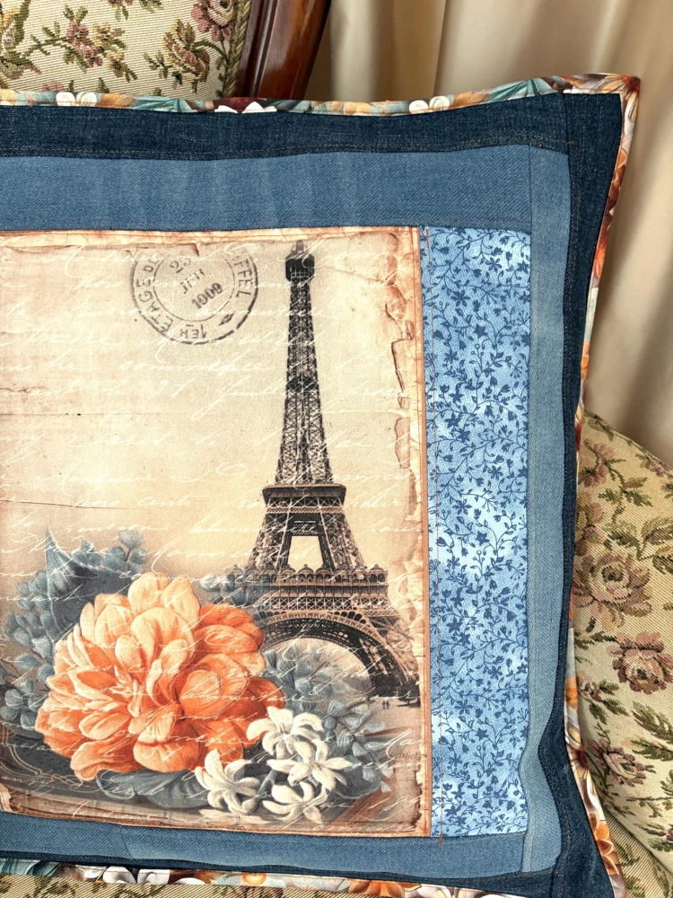 Povlak na polštář patchwork-Dopis z Paříže