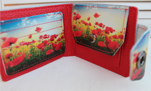 Kožená peněženka vlčí máky