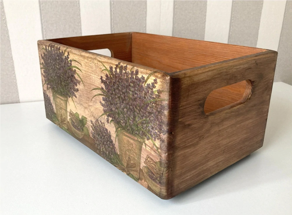 Dřevěný úložný box Lavender Meadow 