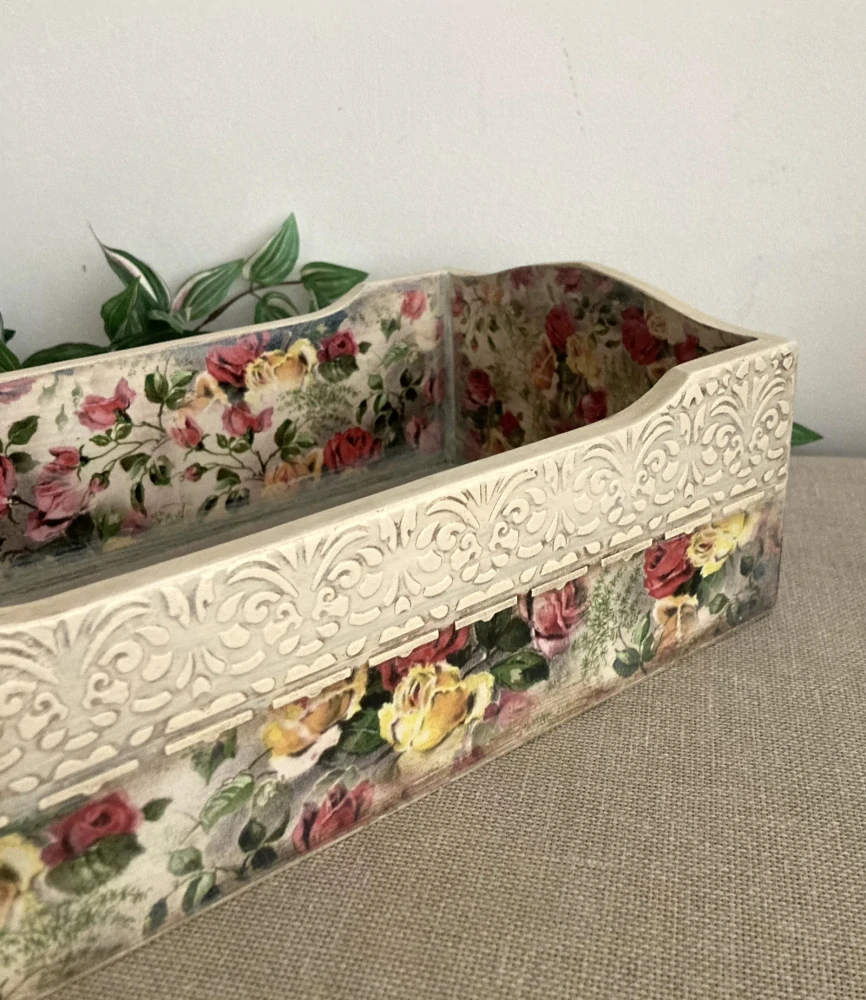 Luxusní dřevěný Úložný box- Šepot rozkvetlých růží