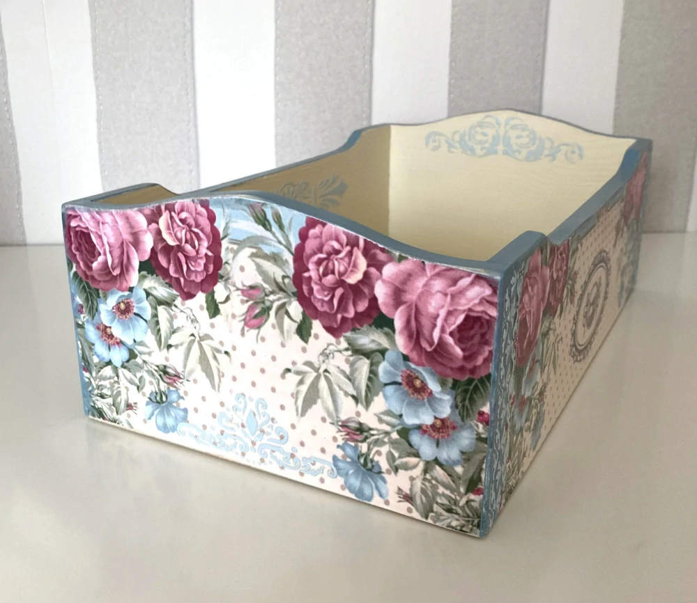 Luxusní dřevěný úložný box- Rozkvetlá galanterie